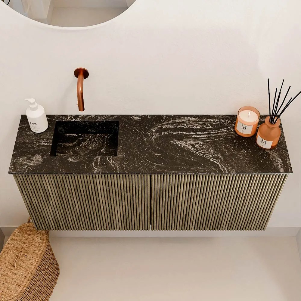 Mondiaz Joya DLux 90cm toiletmeubel dusk met wastafel faye links zonder kraangat lava