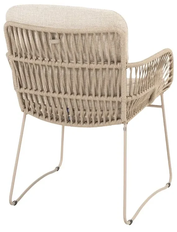 4 Seasons Outdoor Murcia tuinset latte met teak Prado tafel Ø 130 cm Tuinset beige weerbestendig