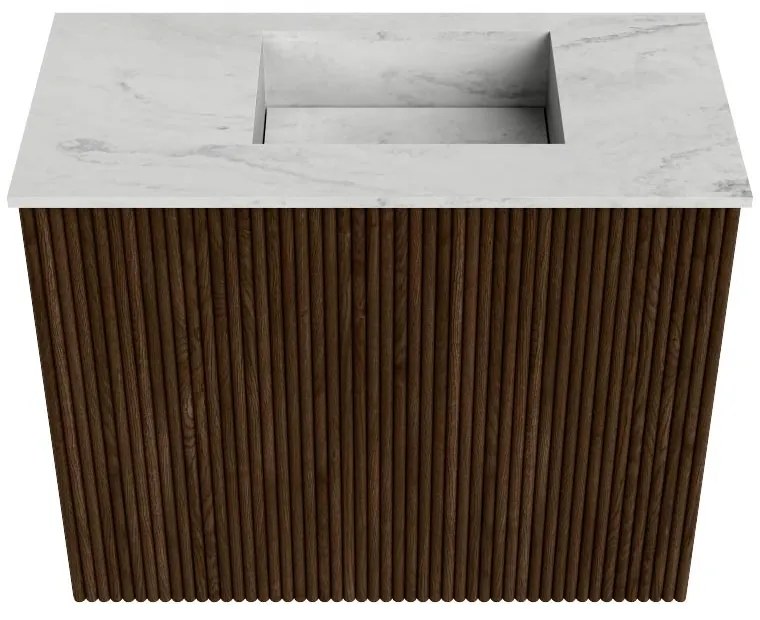 Mondiaz Joya DLux 50cm toiletmeubel walnut met wastafel faye rechts 1 kraangat opalo