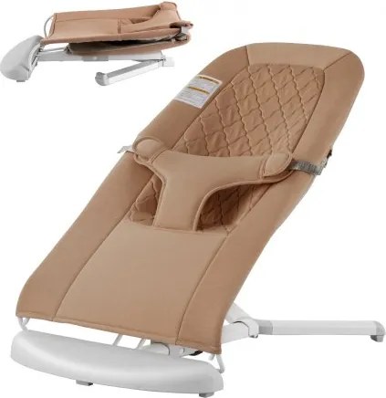 VEVOR Baby Bouncer, wipstoel voor baby's van 0-9 maanden, schommelstoel voor pasgeborenen met 2 ligstanden en 3-puntsgordel, babyschommel met draagtas voor binnen en buiten, 651x410x600mm, kameel