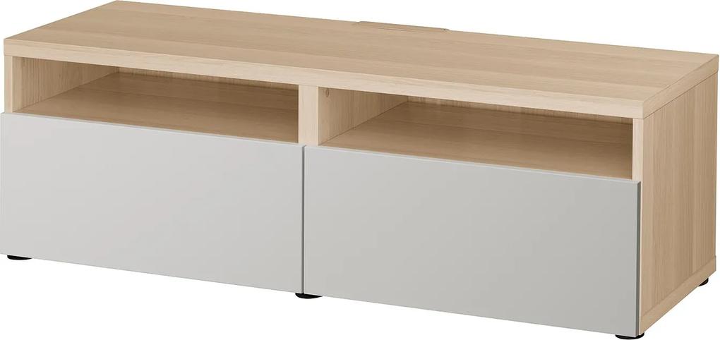 IKEA BESTÅ Tv-meubel met lades Wit gelazuurd eikeneffect/lappviken lichtgrijs Wit gelazuurd eikeneffect/lappviken lichtgrijs - lKEA