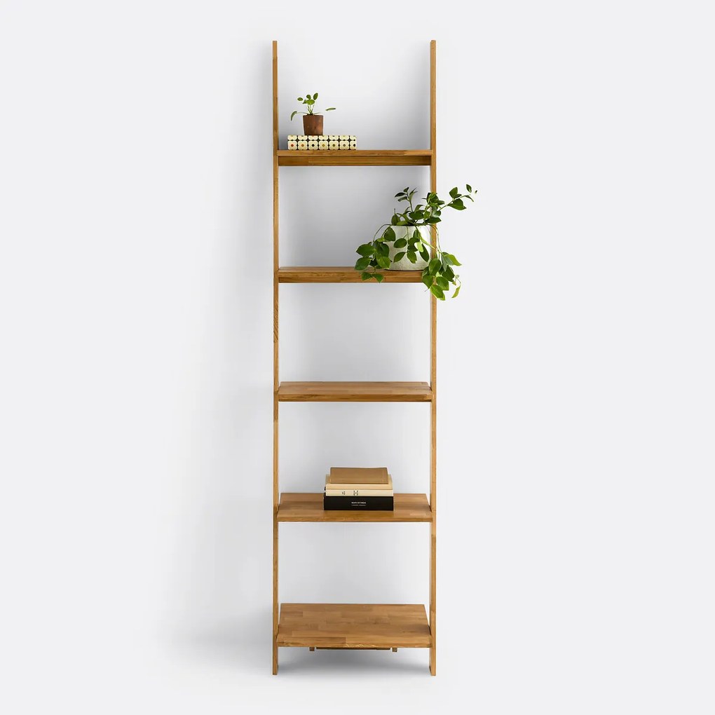 Ladderboekenkast, massief eiken, DOMENO