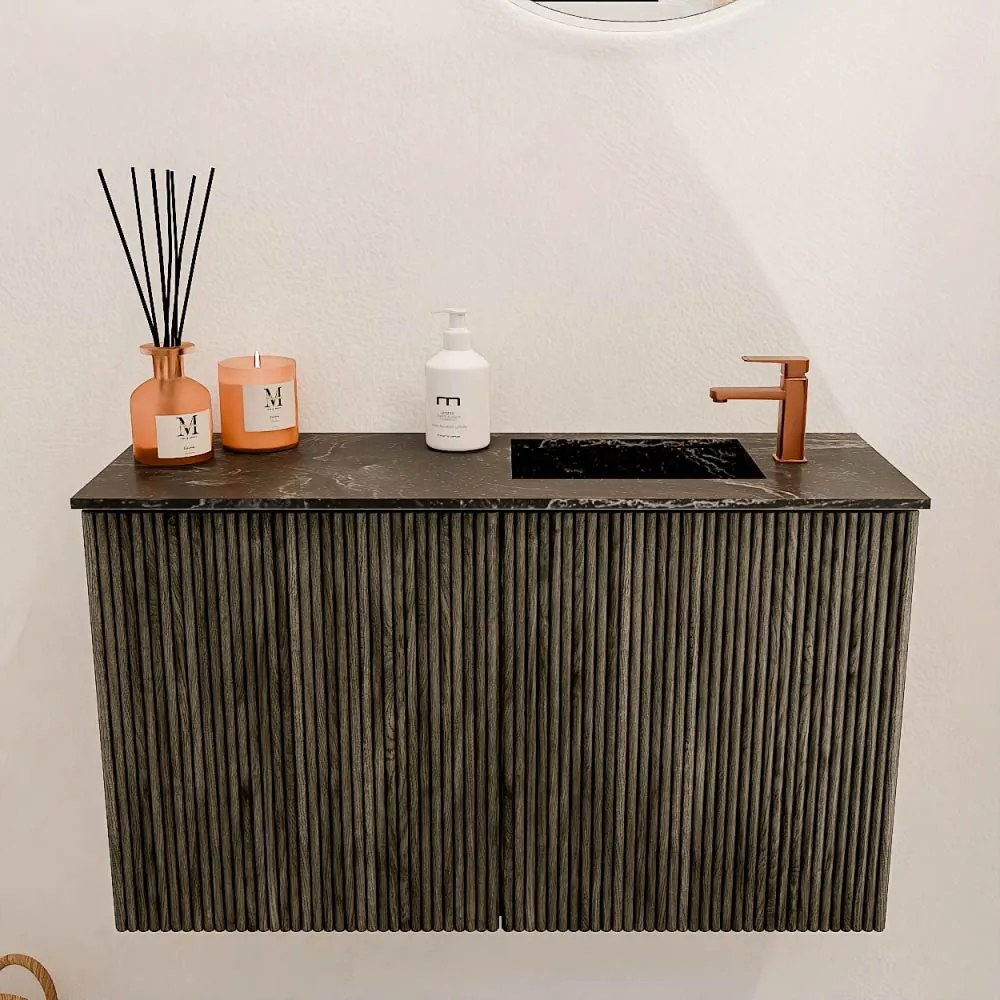 Mondiaz Joya DLux 70cm toiletmeubel shadow met wastafel faye rechts 1 kraangat lava