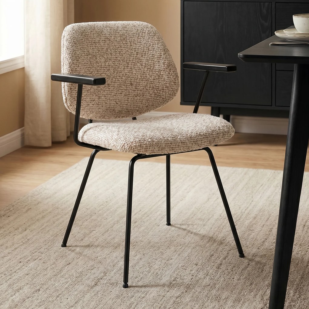 Beige Eetkamerstoel Met Armleuningen