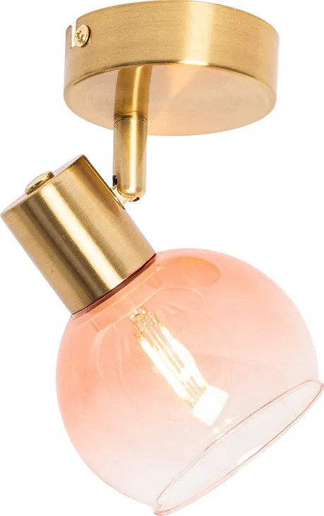 Art Deco spot goud met roze glas - Vidro