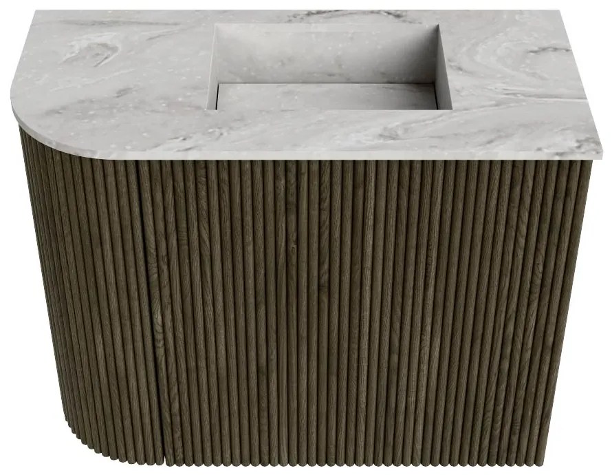 Mondiaz Joya DLux 50cm toiletmeubel ronding links shadow met wastafel faye rechts zonder kraangat glace