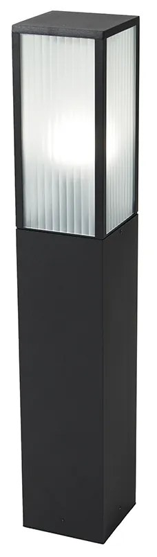 Smart staande buitenlamp met dimmer zwart met ribbel glas 80 cm incl. Wifi A60 - Charlois Modern E27 IP44 Buitenverlichting