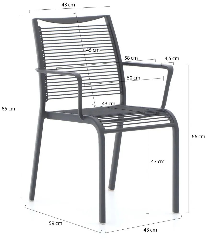 Apple Bee Hawaii/Menzano 220cm dining tuinset 7-delig stapelbaar