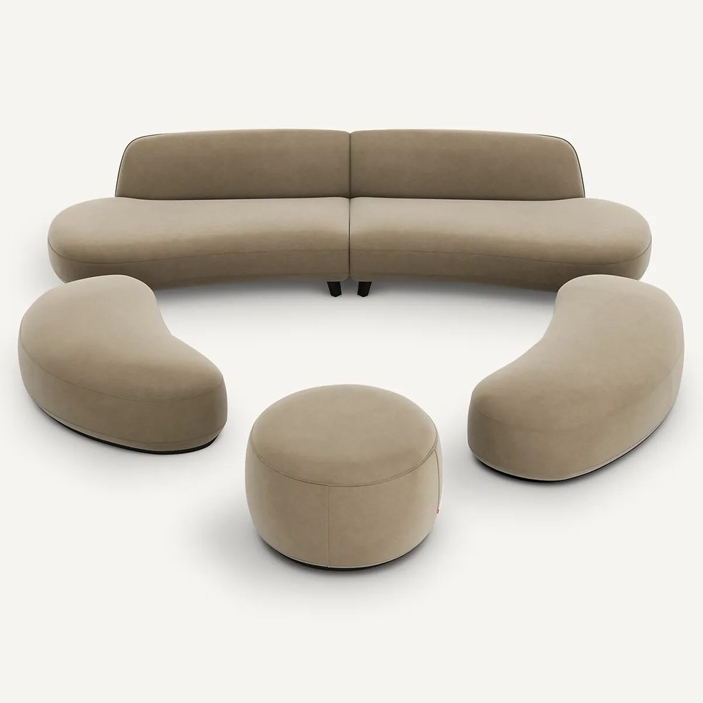 Fluwelen poef, ROSEBURY, ontwerp Emmanuel Gallina