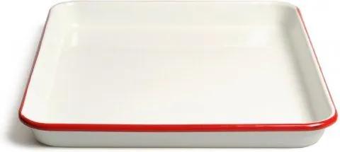 Dienblad, emaille, rood, 27 x 31 x 3 cm