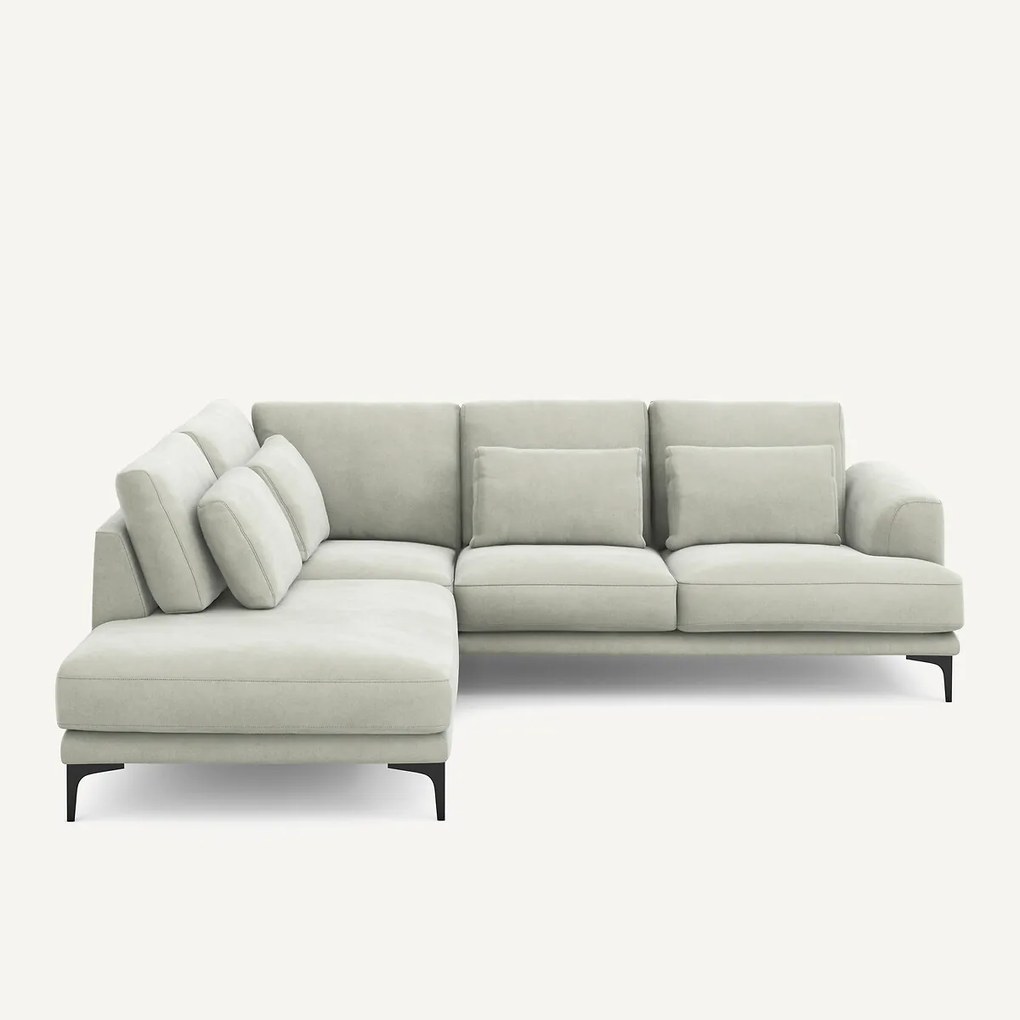 Rechtse hoekbank met leuning in stonewashed fluweel Marsile