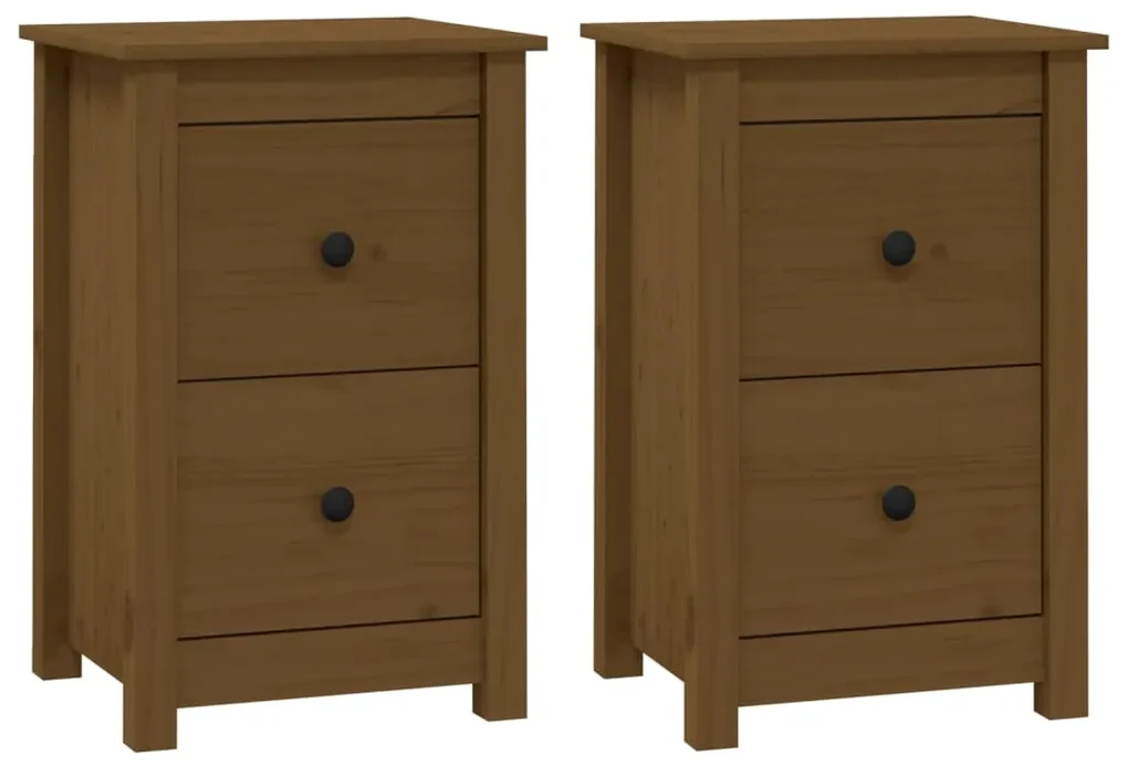 vidaXL Nachtkastjes 2 st 40x35x61,5 cm massief grenenhout honingbruin