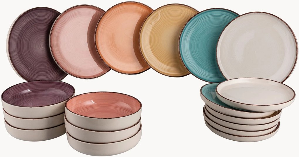 Handbeschilderde serviesset Baita Modern, 6 personen, 18-delig