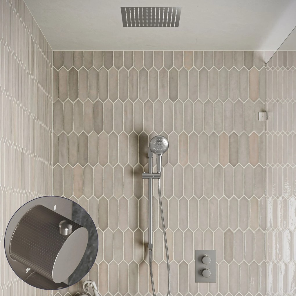 Saniclear Cube Stripes inbouw regendouche met inbouw douchekop 30x30cm, glijstang en 2 standen handdouche RVS