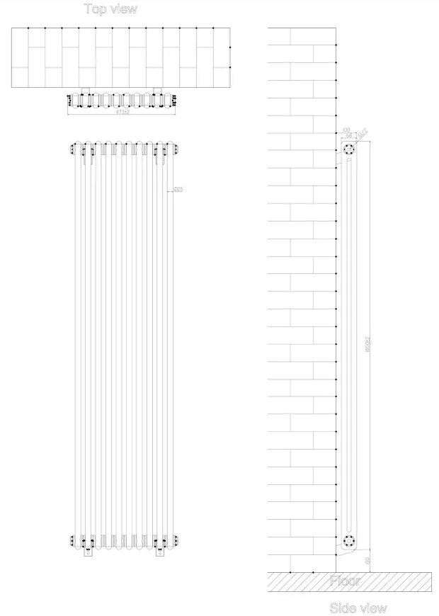 Eastbrook Rivassa 2 koloms radiator 45x180cm staal 1556W brons