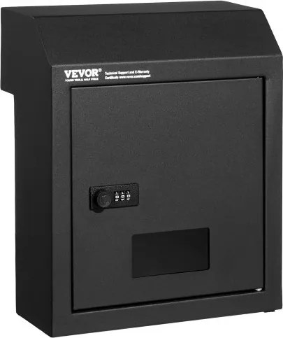 VEVOR Sleutelkast voor Deur, Robuuste Stalen Brievenbus voor Deur met 30,5 cm Combinatieslot, Brievenbus, Zwart