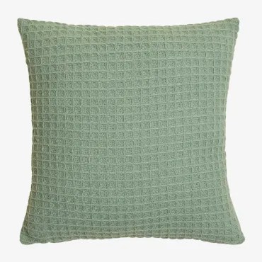 Vierkant Katoenen Kussen (40x40 Cm) Irwel Groen – Mint - Sklum