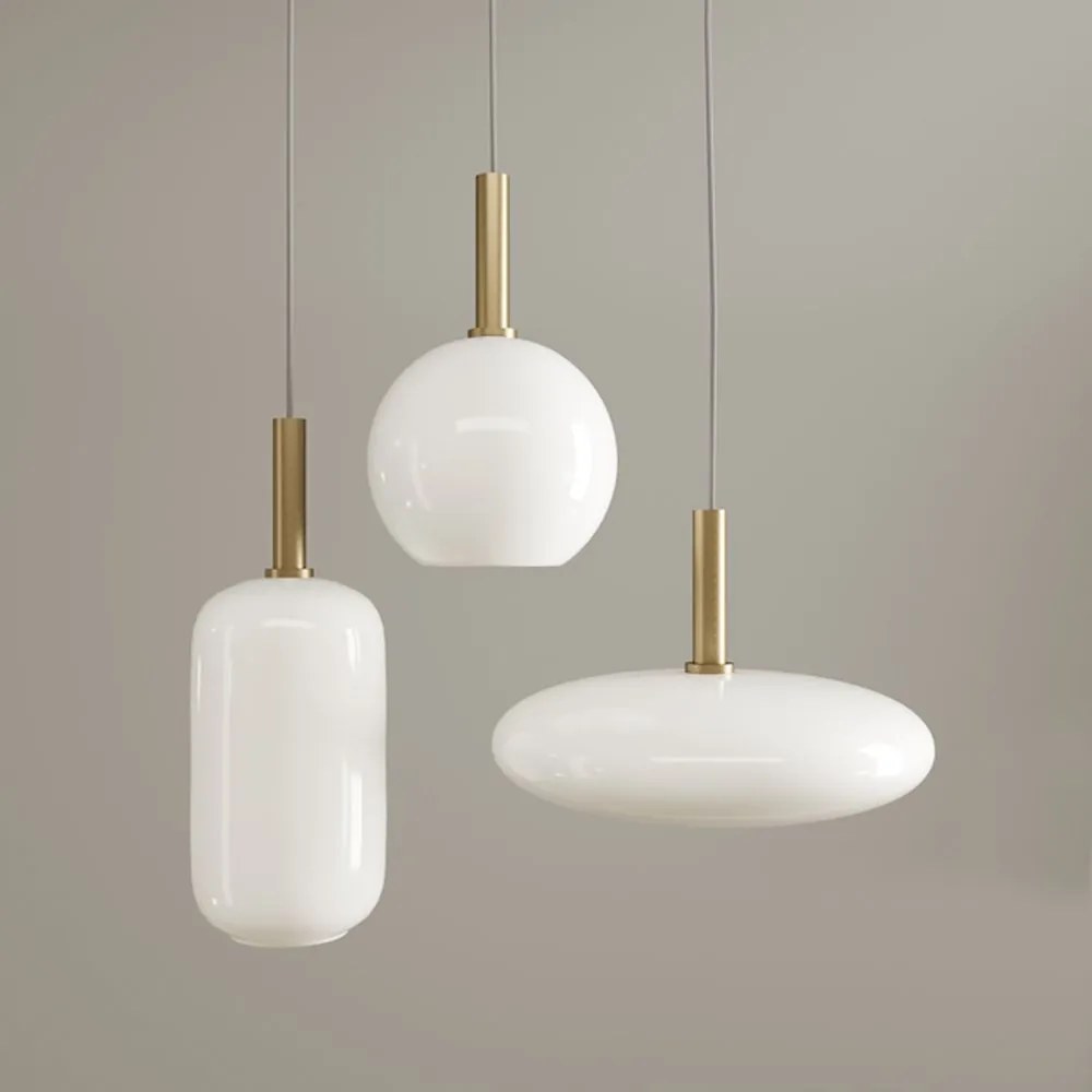 Hangende Plafondlamp Melkglas Goud Wit APP668-1CP