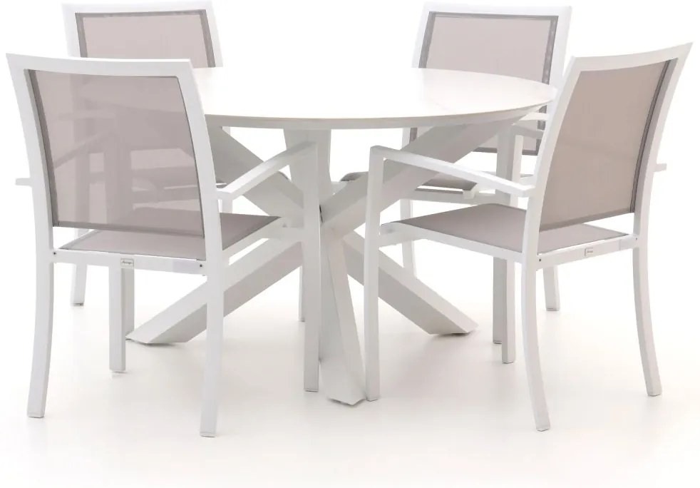 Diningset Bellagio  | 4 personen sintered stone | Tuinset stapelbaar | 5-delig | Kees Smit Tuinmeubelen