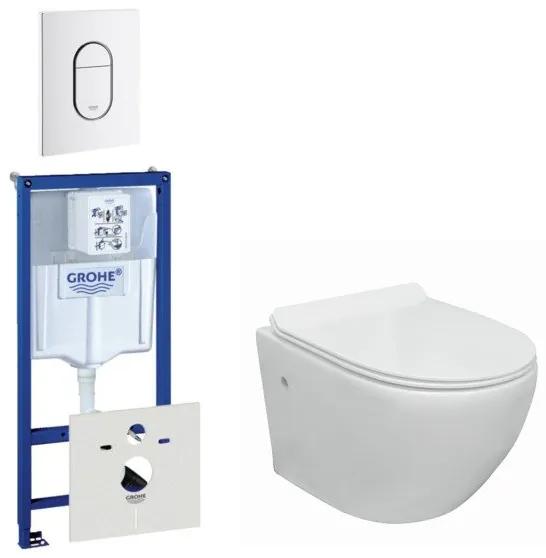 Go compact Spoelrandloos toiletset bestaande uit Grohe inbouwreservoir, met toiletzitting softclose en quick release en bedieningsplaat verticaal wit