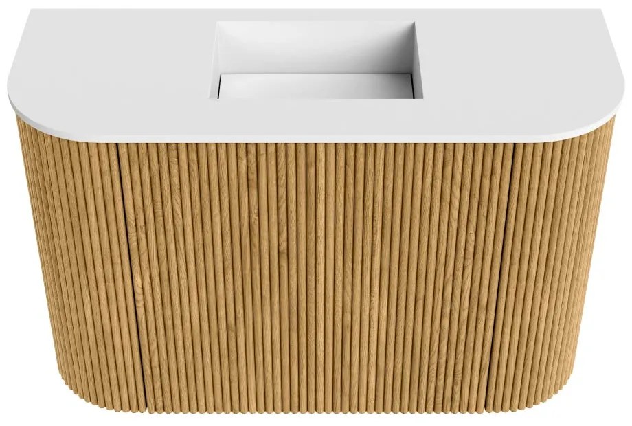 Mondiaz Joya 65cm toiletmeubel ronding links/rechts oak met wastafel faye midden zonder kraangat talc
