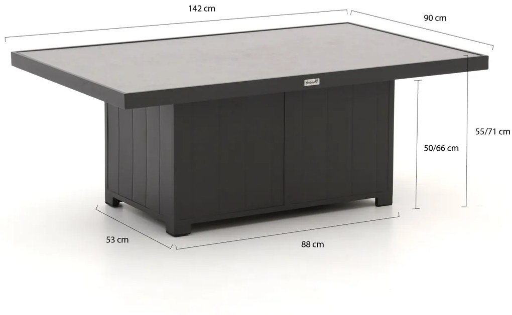 Hartman Aurora lounge tuintafel verstelbaar 142x90x71cm