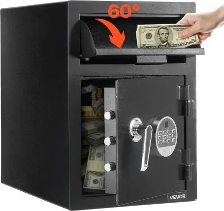 VEVOR Drop Safe 1,2 kubieke voet drop safe met grote voorsleuf, drop cabinet safe met digitaal toetsenbord & 2 niveaus & reservesleutels voor contant geld bankontvangsten