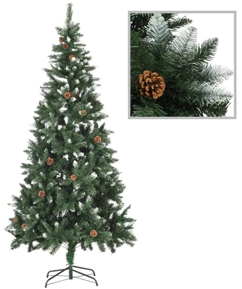 vidaXL Kunstkerstboom met LED's, kerstballen en dennenappels 210 cm