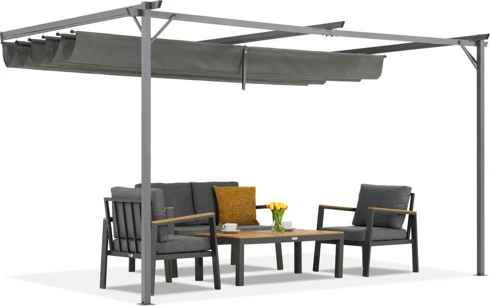Antraciet terrasoverkapping Santana 4x4m Tuinpunt