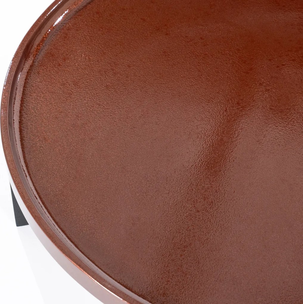 Ronde Salontafel Rood Glazuur 120 Cm - 120 X 120cm.