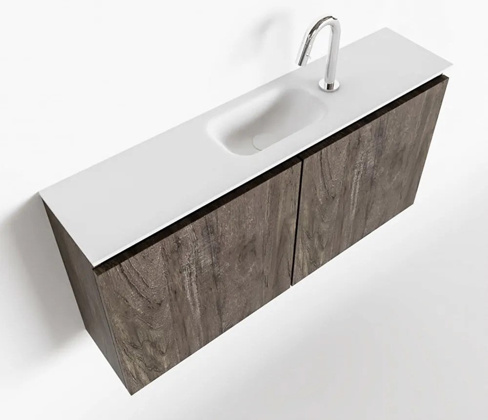 Mondiaz Ture 100cm toiletmeubel dark brown met wastafel talc midden 1 kraangat