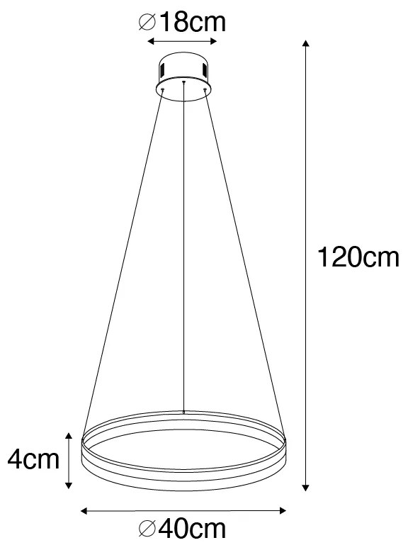 Design hanglamp goud 40 cm incl. LED 3-staps dimbaar - Anello Design rond Binnenverlichting Lamp