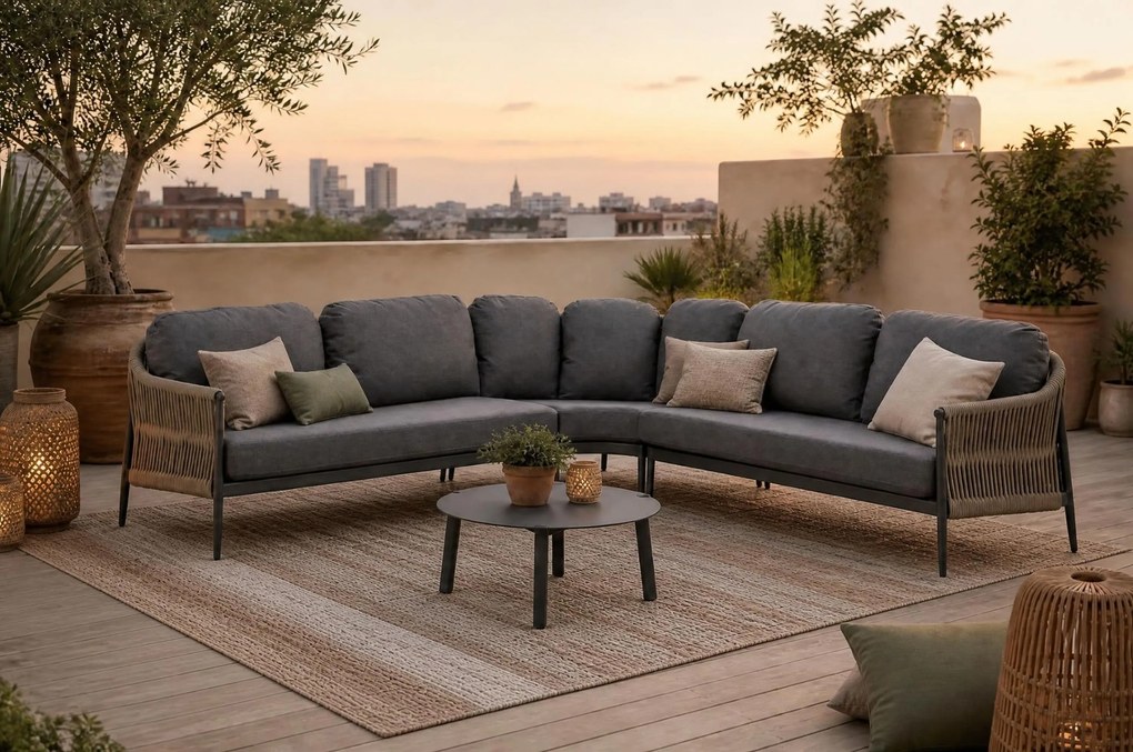 Hoek loungeset 5 personen Aluminium/Rope Taupe Coco Romeo/Rimini