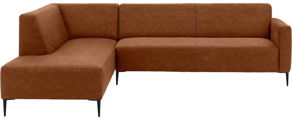 Goossens Key West cognac, micro leer, 3-zits, modern design met ligelement links