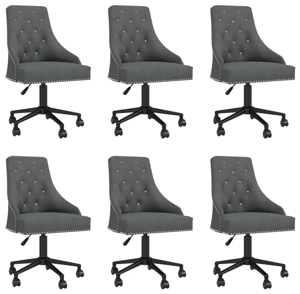 vidaXL Eetkamerstoelen draaibaar 6 st fluweel donkergrijs