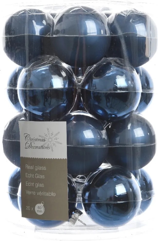 Kerstbal glas glans-mat diameter 6cm nacht blauw KSD