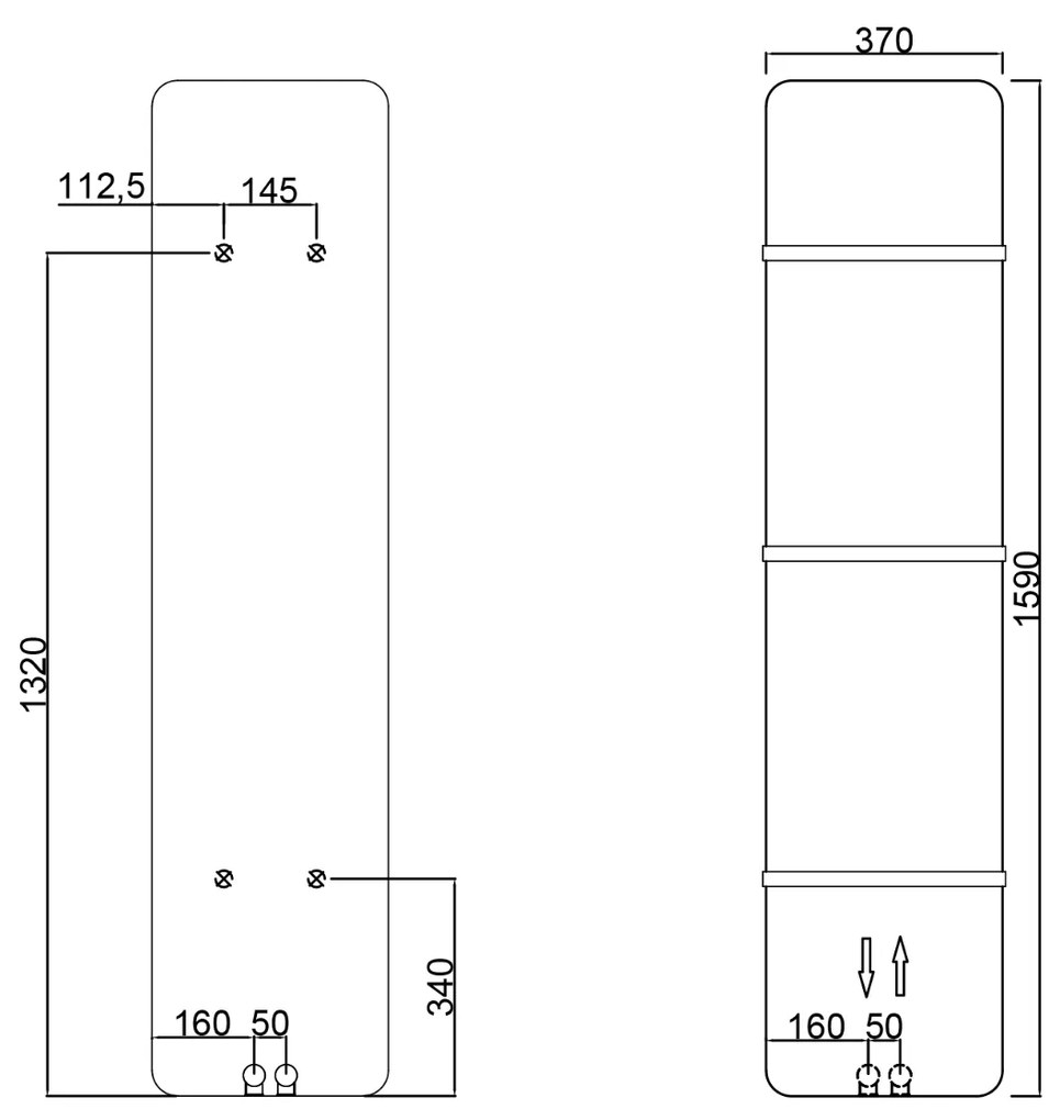 Sapho Tabella badkamerradiator 159x37cm 550W wit mat