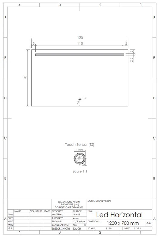 Gliss Design Horizontal spiegel met LED-verlichting en verwarming 120x70cm