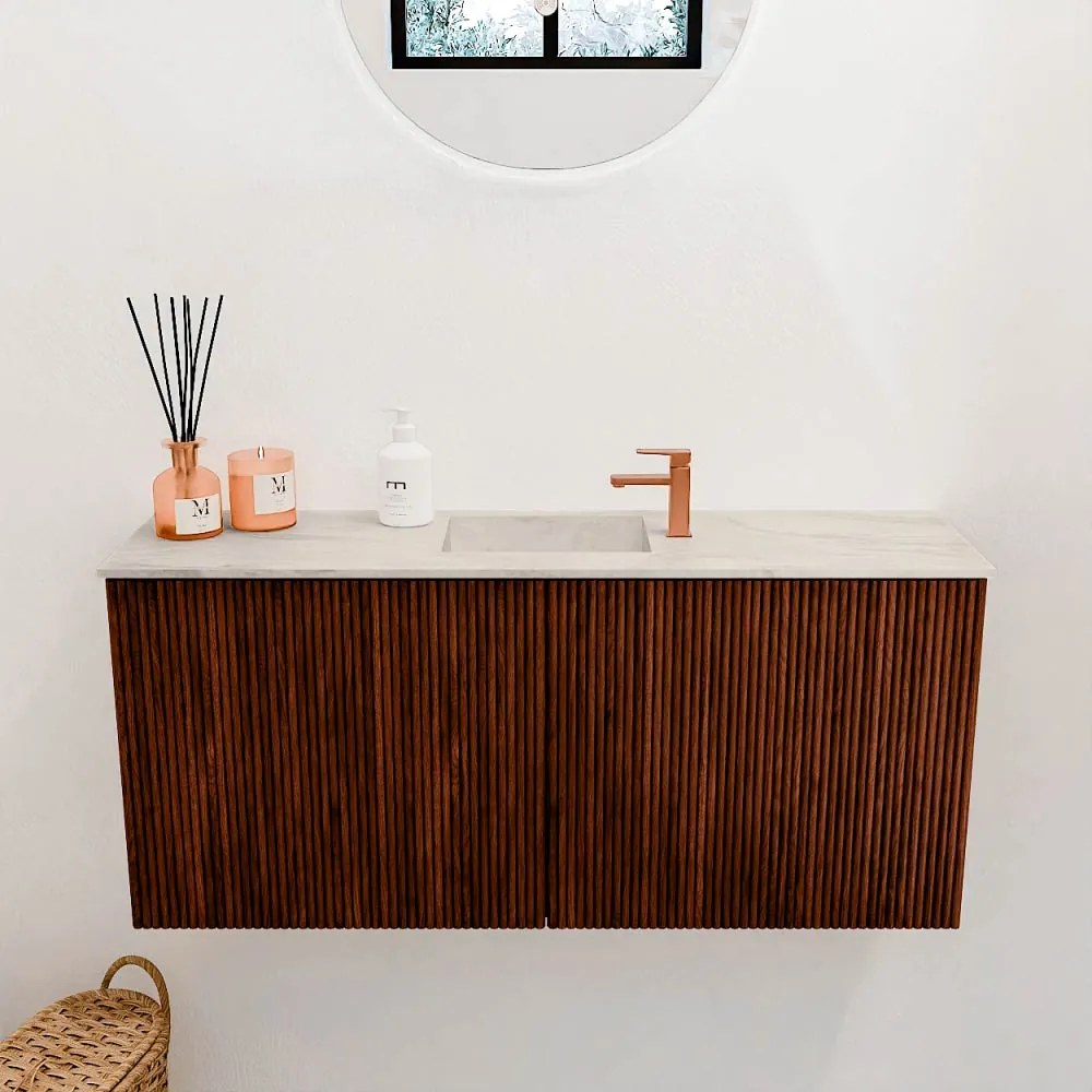 Mondiaz Joya DLux 90cm toiletmeubel ruby met wastafel faye midden 1 kraangat ostra