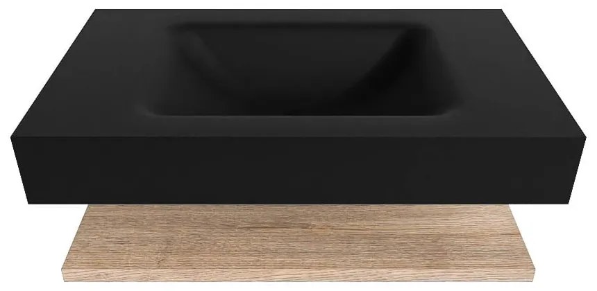 Zaro Alan badmeubel 80cm met planchet washed oak en vrijhangende wastafel cloud midden 1 kraangat urban