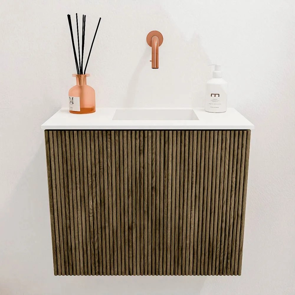 Mondiaz Joya 50cm toiletmeubel dusk met wastafel faye rechts zonder kraangat talc