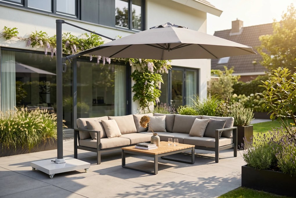 Zweefparasol  3.5m S2 Excellent (excl. voet) Taupe-naturel-bruin Camello Luna