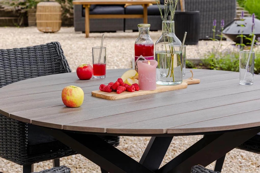 Tuinset Ronde Tuintafel 125 cm Kunststof Grijs 4 personen Hartman Sophie