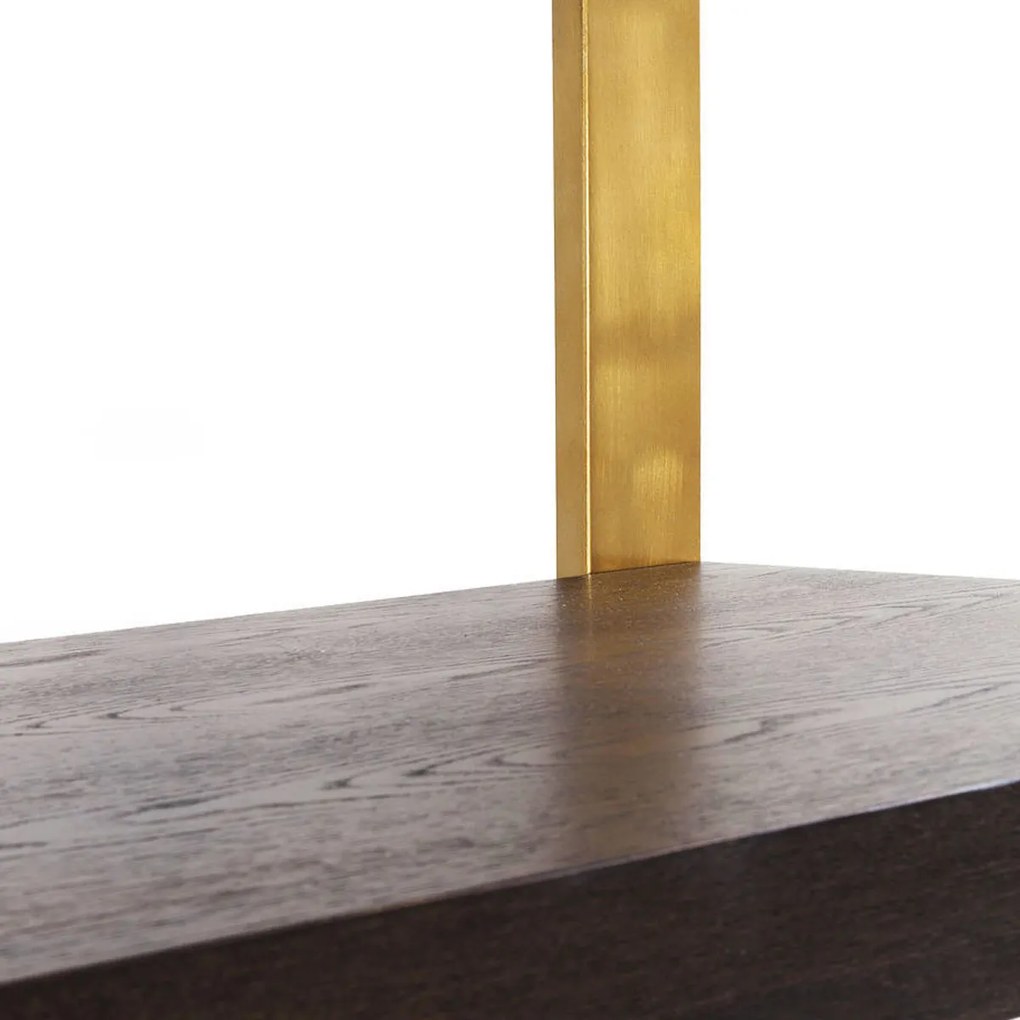 Open Wandkast Messing Met Hout - 82.4x45x210cm.