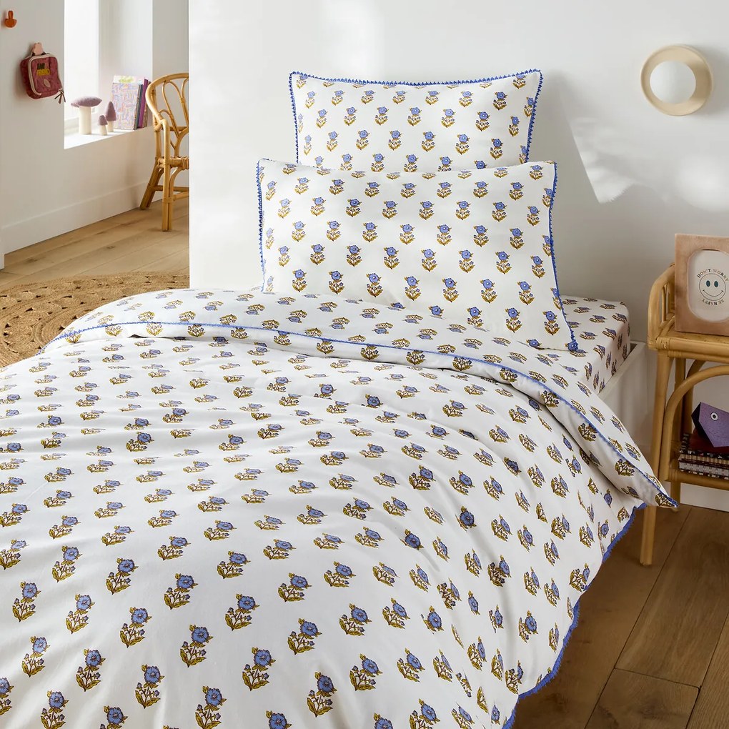 Kussensloop voor kinderen, gewassen katoen, bloemenprint, DIMANI