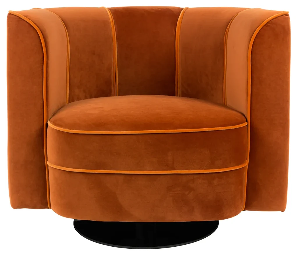 Dutchbone Flower Draaifauteuil Oranje Fluweel