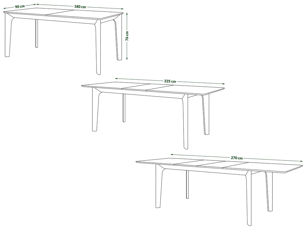 BARI Natuurlijk eiken 180x90 cm (+2 inzetstukken 45 cm) - HOUTEN TAFEL IN JAPANDI STIJL, UITKLAPBARE TAFEL TOT 270 cm!