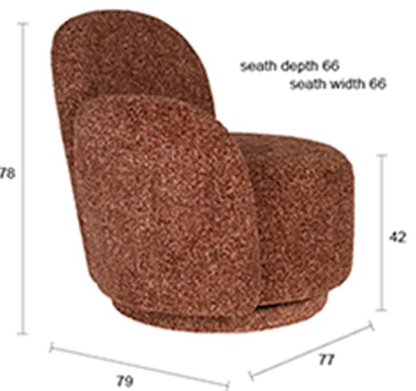 Dutchbone Rose Draaibare Fauteuil Bordeaux