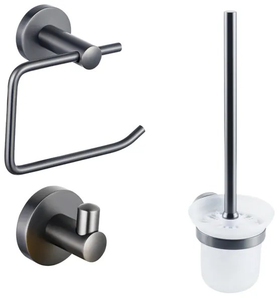 Fortifura Calvi toiletset 3-delig Geborsteld Gunmetal PVD SW721175 SW721173 SW721176