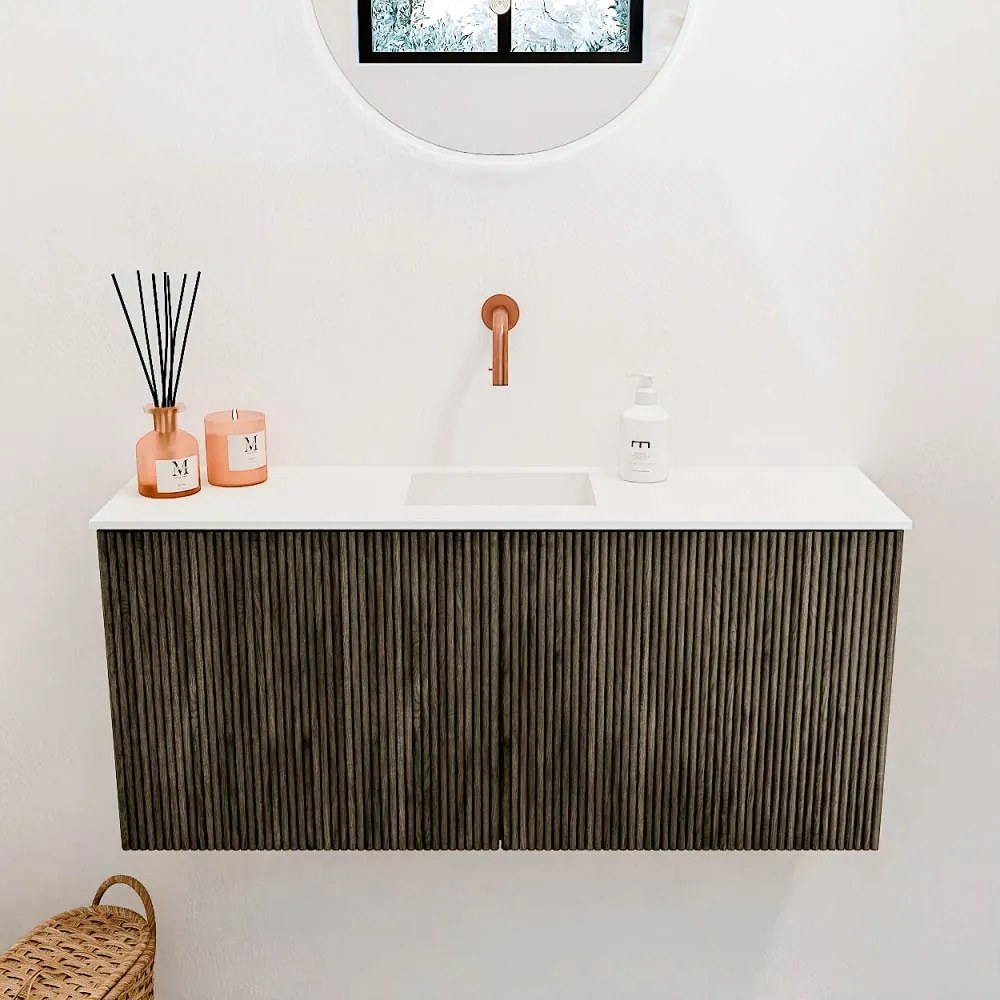 Mondiaz Joya 90cm toiletmeubel shadow met wastafel faye midden zonder kraangat talc